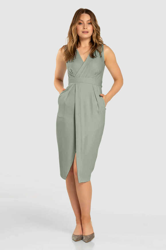 Closet London | Green Sleeveless Wrap Midi Dress