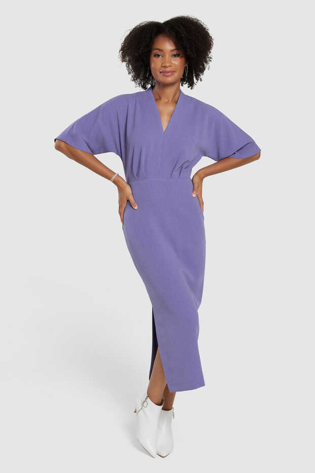 Closet London| Lilac purple Pencil Kimono sleeves Midi Dress