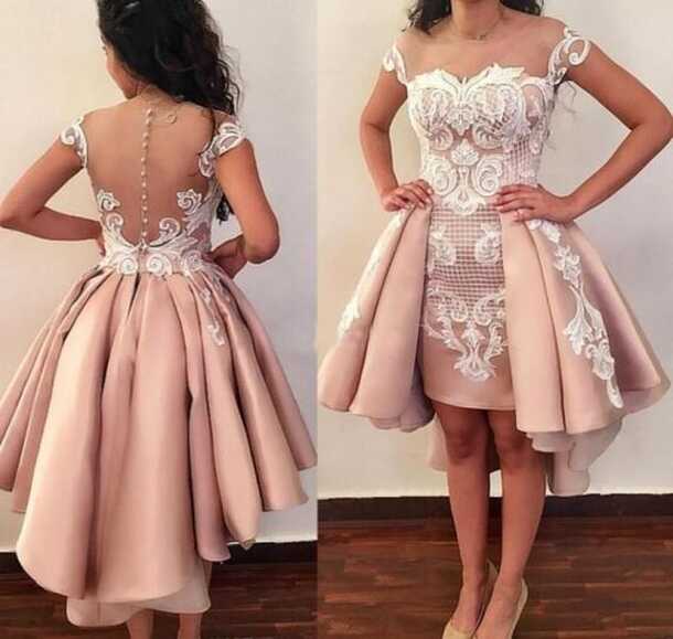 Cocktail Prom Dresses Lace Satin Short Homecoming Evening Dress ...