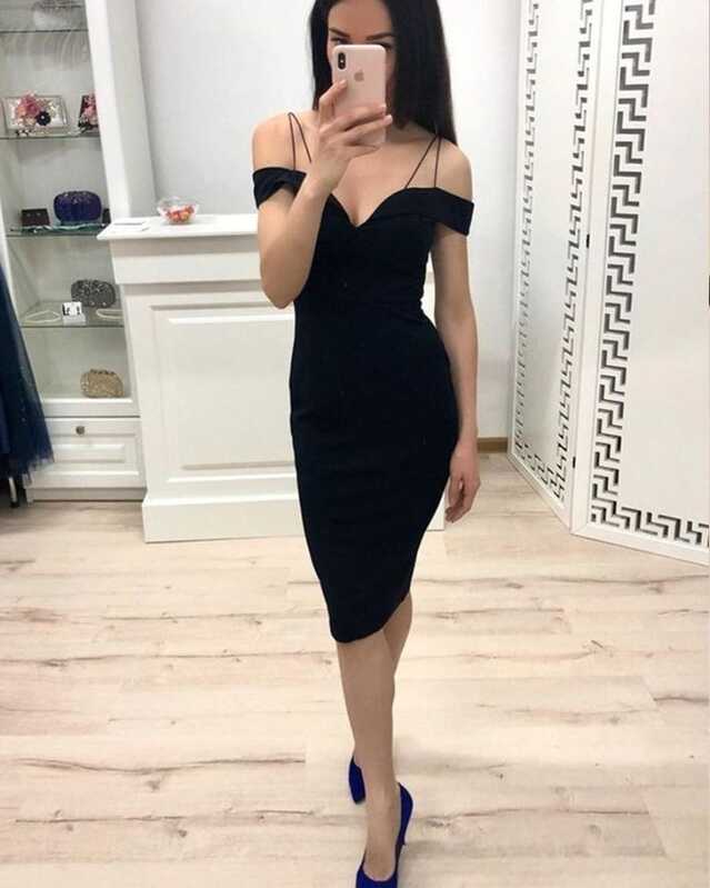 Cold Shoulder Black Simple Bodycon Party Dress