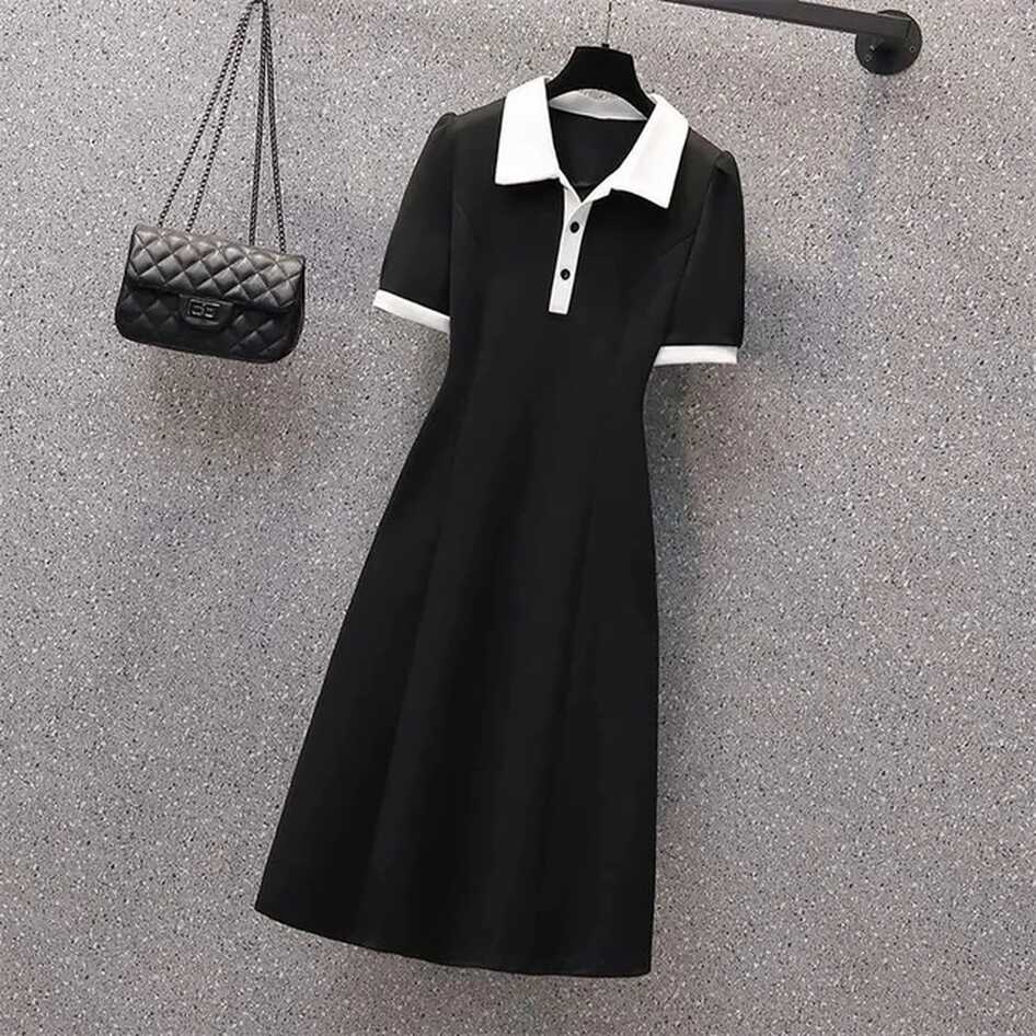 Collar Knee-length Dresses Casual Solid Empire Solid Pullover ...