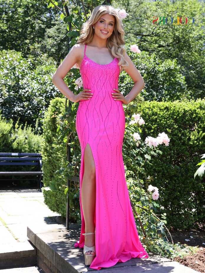 Colors G1052 size 6 Hot Pink Prom Dress Long Fitted Crystal Corset ...