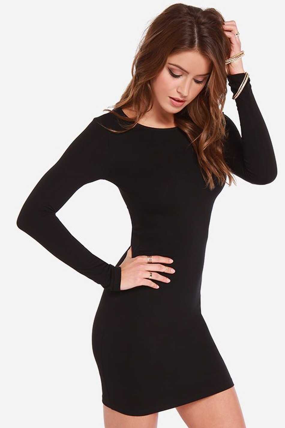 Comeback Baby Black Bodycon Mini Dress | Long sleeve casual dress ...