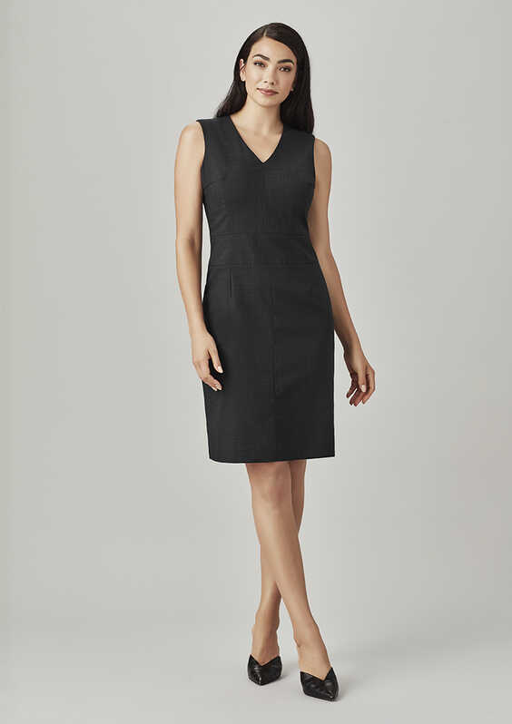 Comfort Wool Stretch Womens Sleeveless V Neck Dress