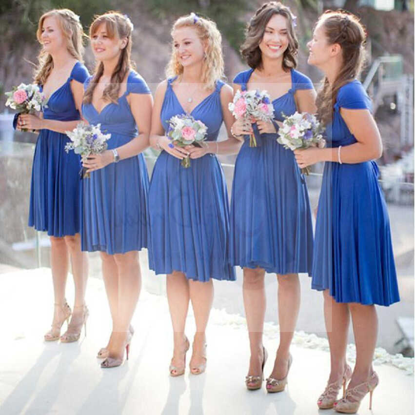 Convertible Royal Blue Short Jersey Bridesmaid Dresses, Wedding ...