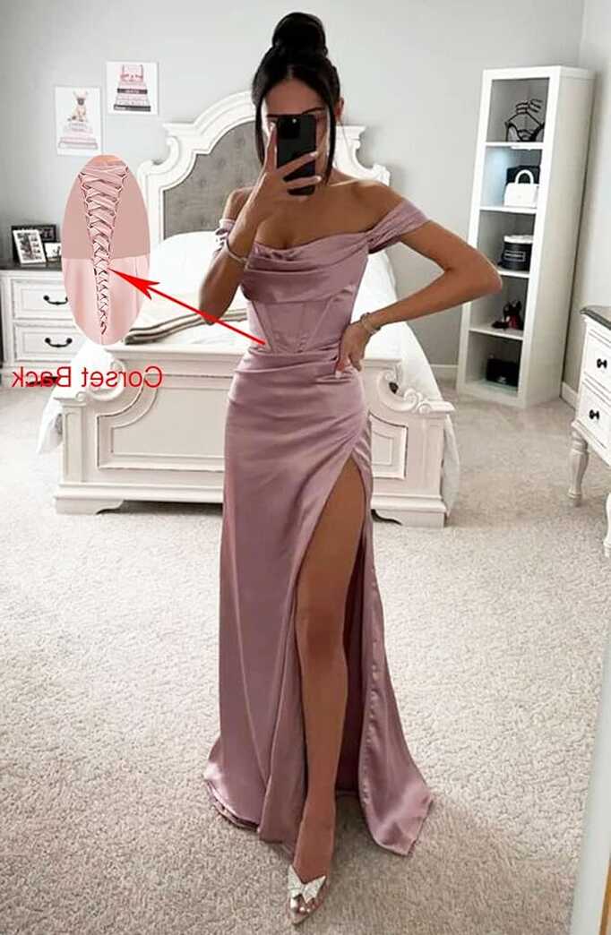 Corset Prom Dress Long Mermaid Off The Shoulder Satin Formal Dress ...