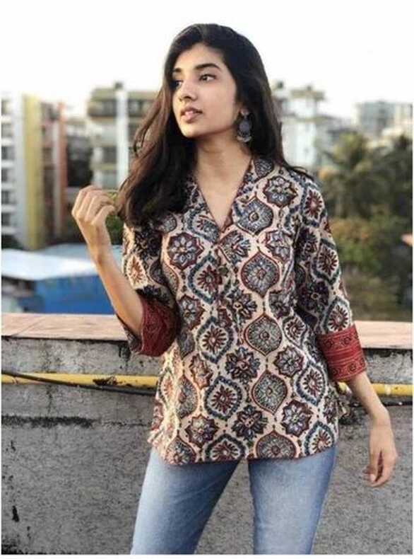 Cotton Printed Multi Color Jeans Top Online For Girls Wear at Rs ...