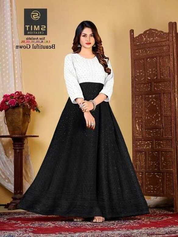 Cotton Pure Chikan Work Party Gowns, Black at Rs 749 in Surat | ID ...