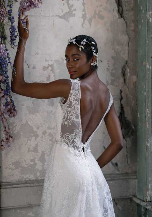 Crystal Iridescent Embroidered Floral Wedding Dress Claire Pettibone