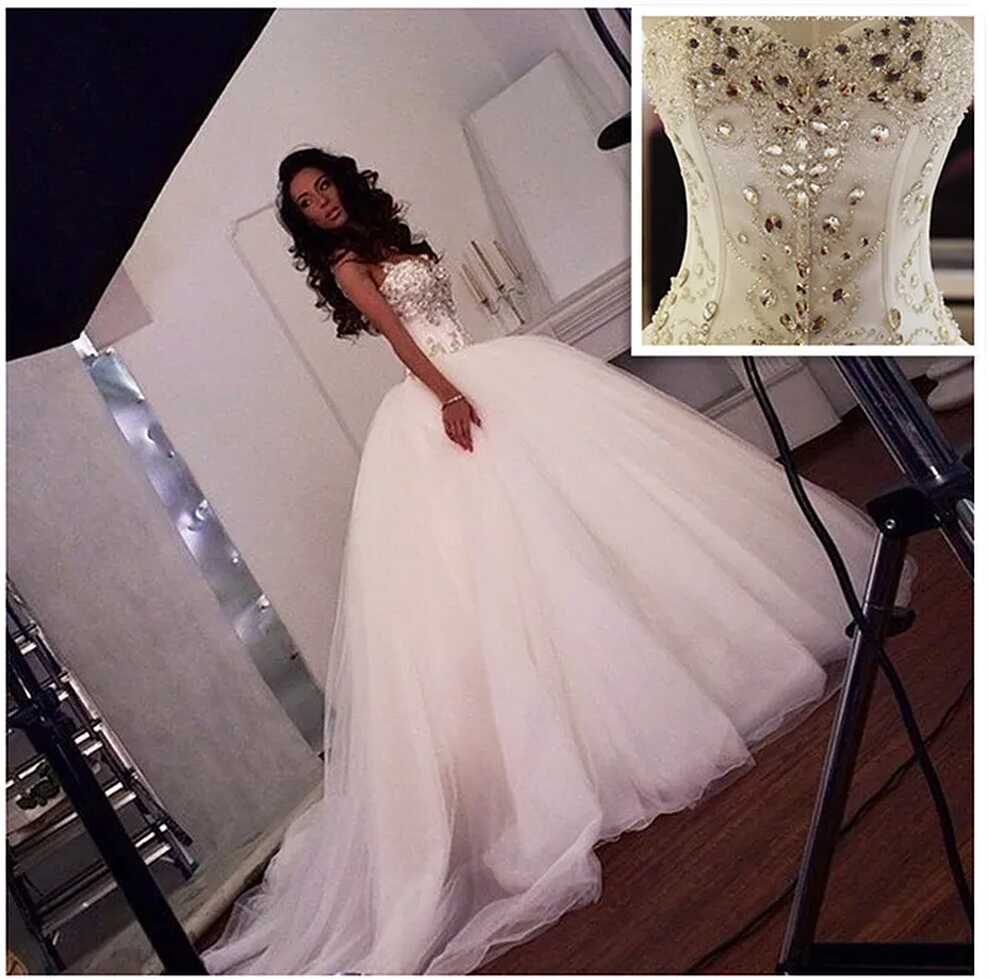 Crystal Lace Up Princess Corset Ballgown Wedding Dress With ...