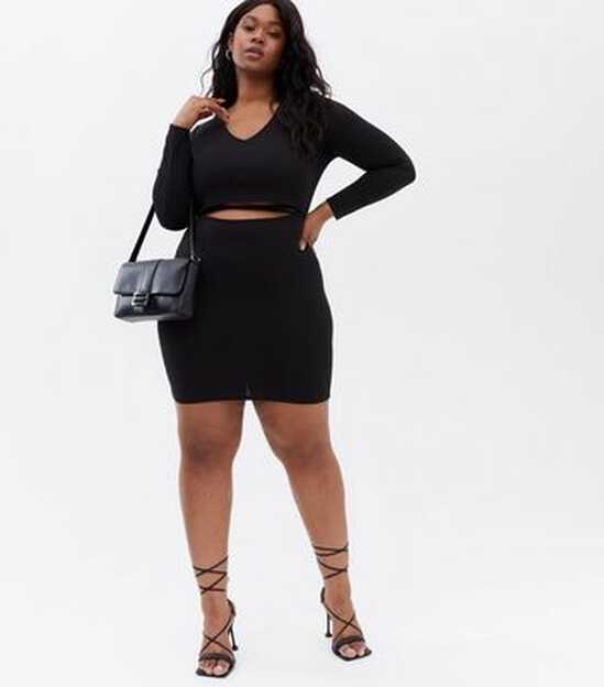 Curves Black Cut Out Bodycon Mini Dress | New Look