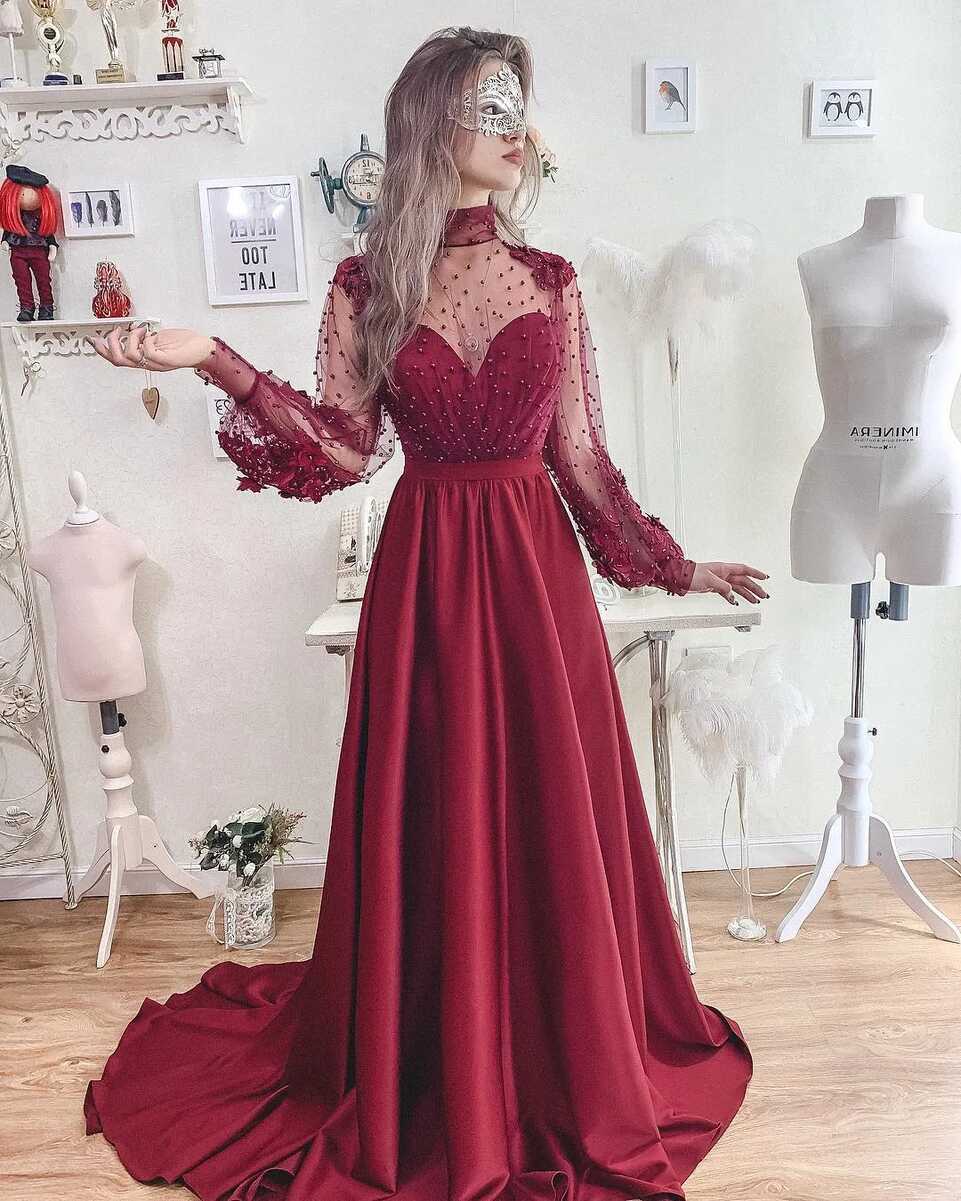 Custom Made Dark Red Red Backless Prom Dress With High Heels, Lace ...