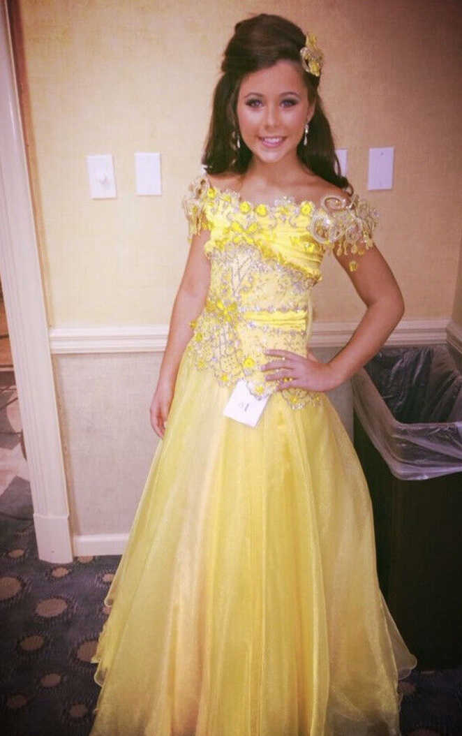 Custom One-Of-A-Kind yellow Glitz WINNING Pageant Gown Teen Girls ...