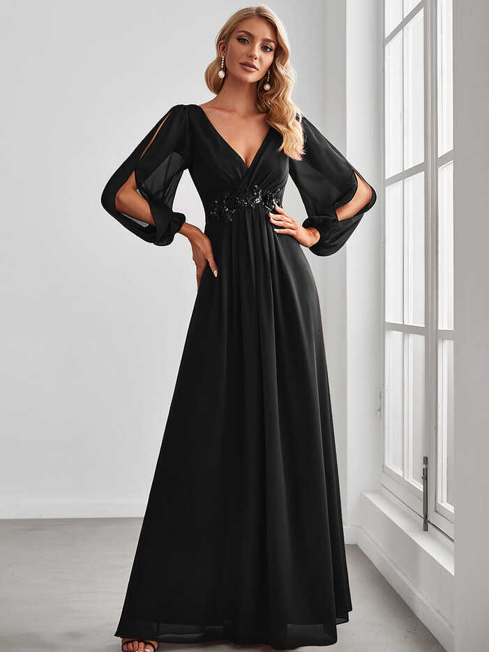 Custom Size Floor Length Deep V Neck Wholesale Formal Dresses