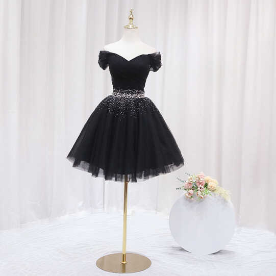 Cute Black Short Tulle Homecoming Dress Party Dresses, Black ...