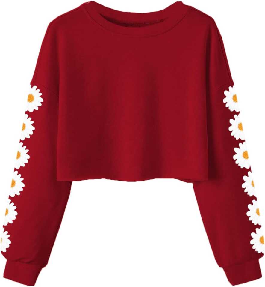 Cute Kids Long Sleeve Daisy Print Sweatshirt for Girls