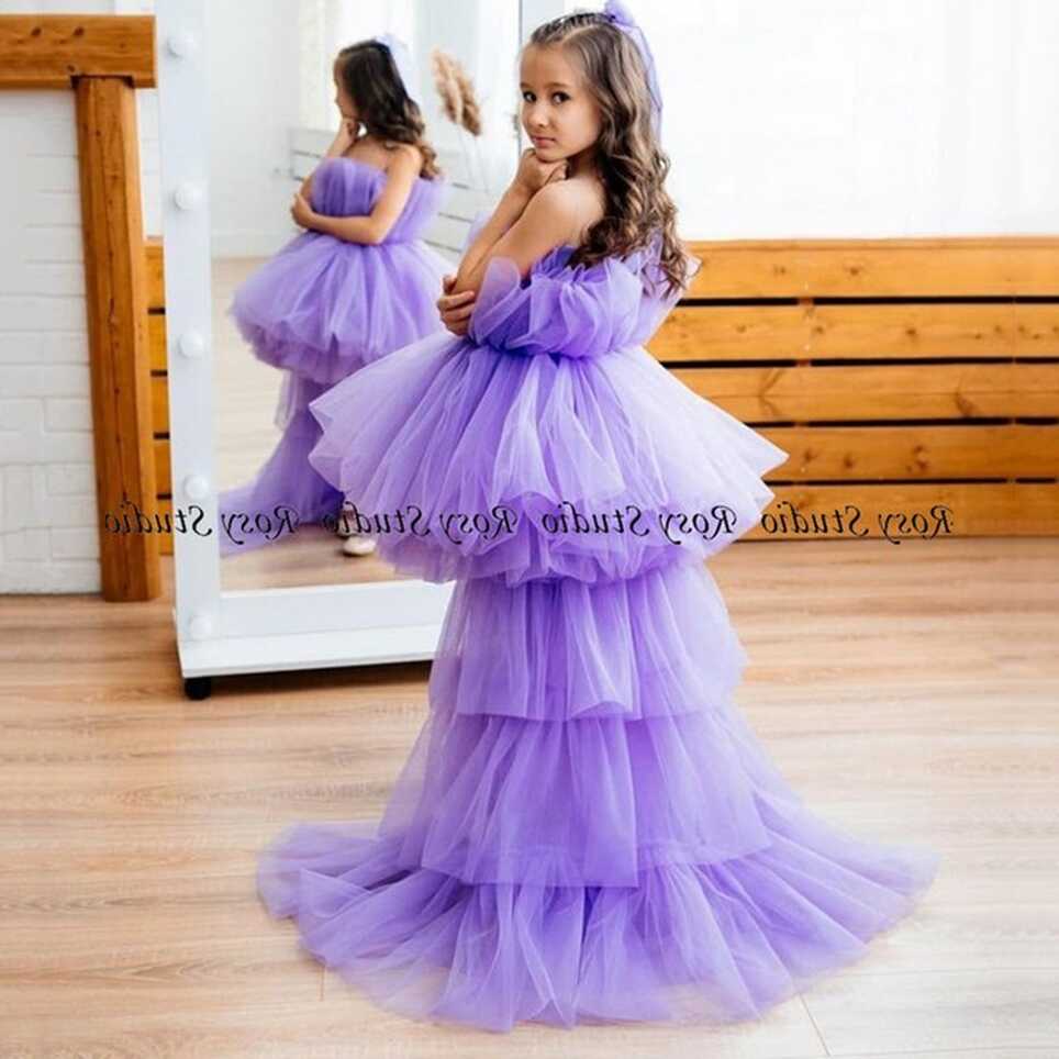 Cute Lilac High Low Flower Girl Dress Puffy Princess First ...