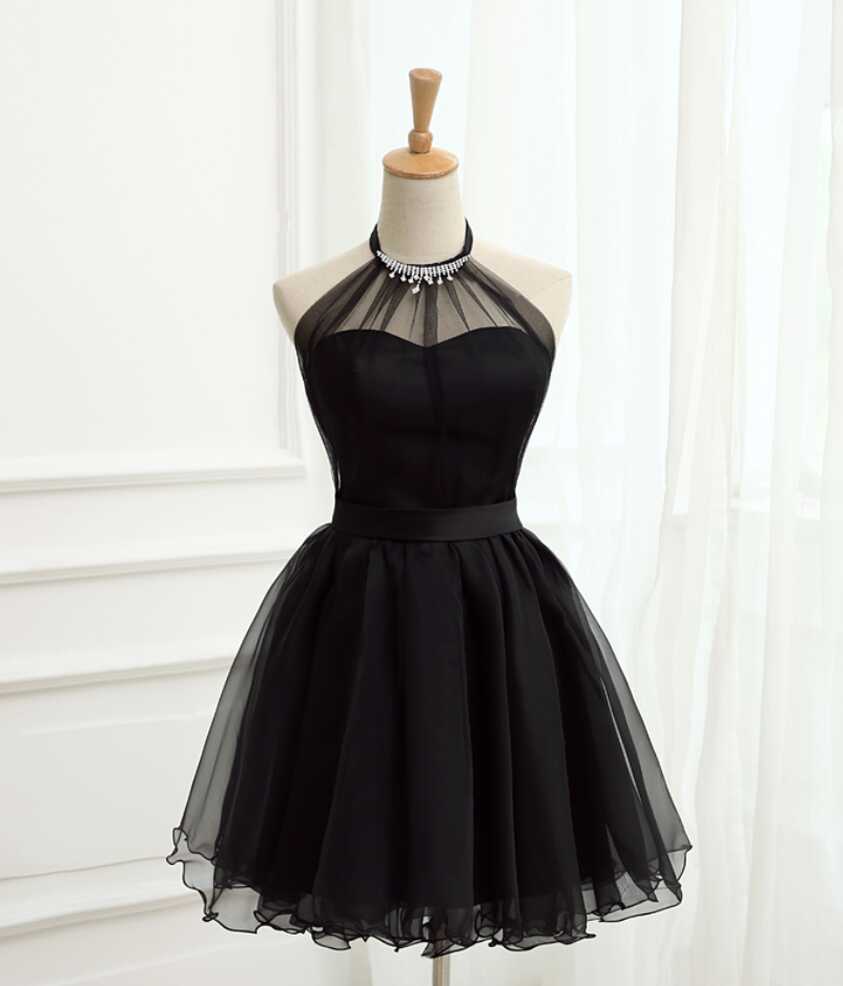 Cute Little Black Short Dresses, Homecoming Dresses, Halter Short ...