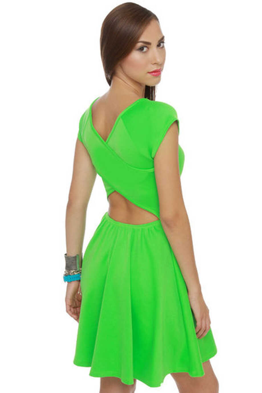 Cute Neon Green Dress - Short Sleeve Dress - $36.00 - Lulus