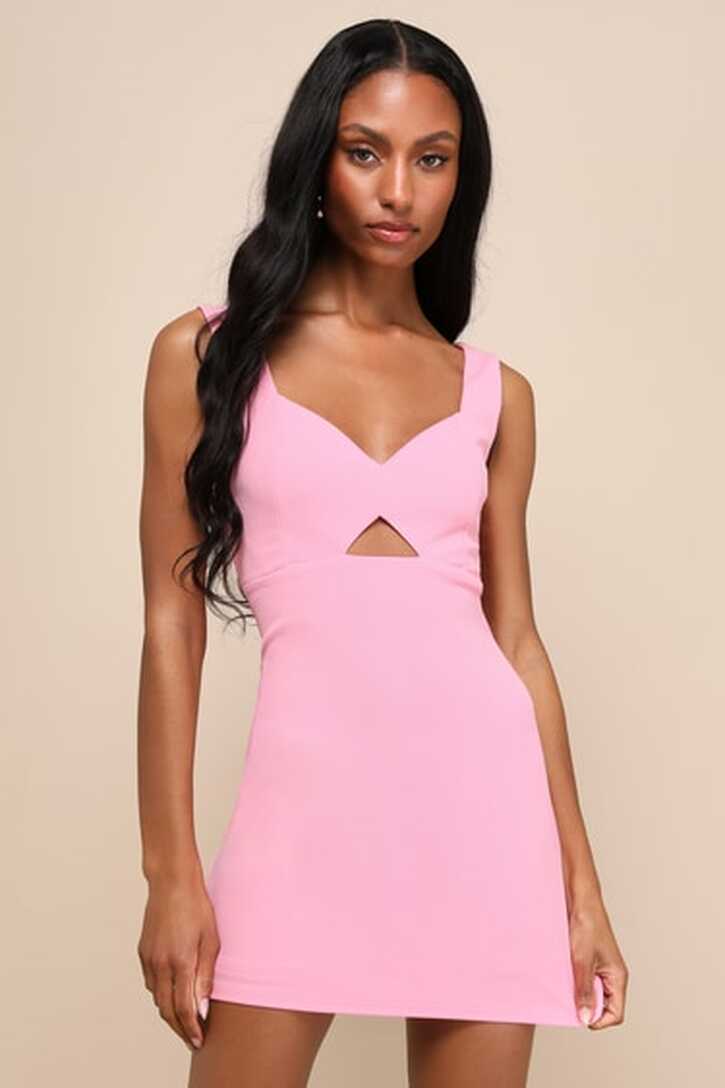 Cute Pink Dress - Keyhole Cutout Dress - Mini Bodycon Dress - Lulus