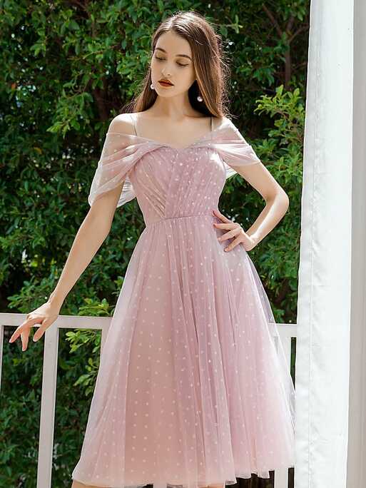 Cute Prom Dresses | Off-shoulder A-line Knee Length Tulle ...