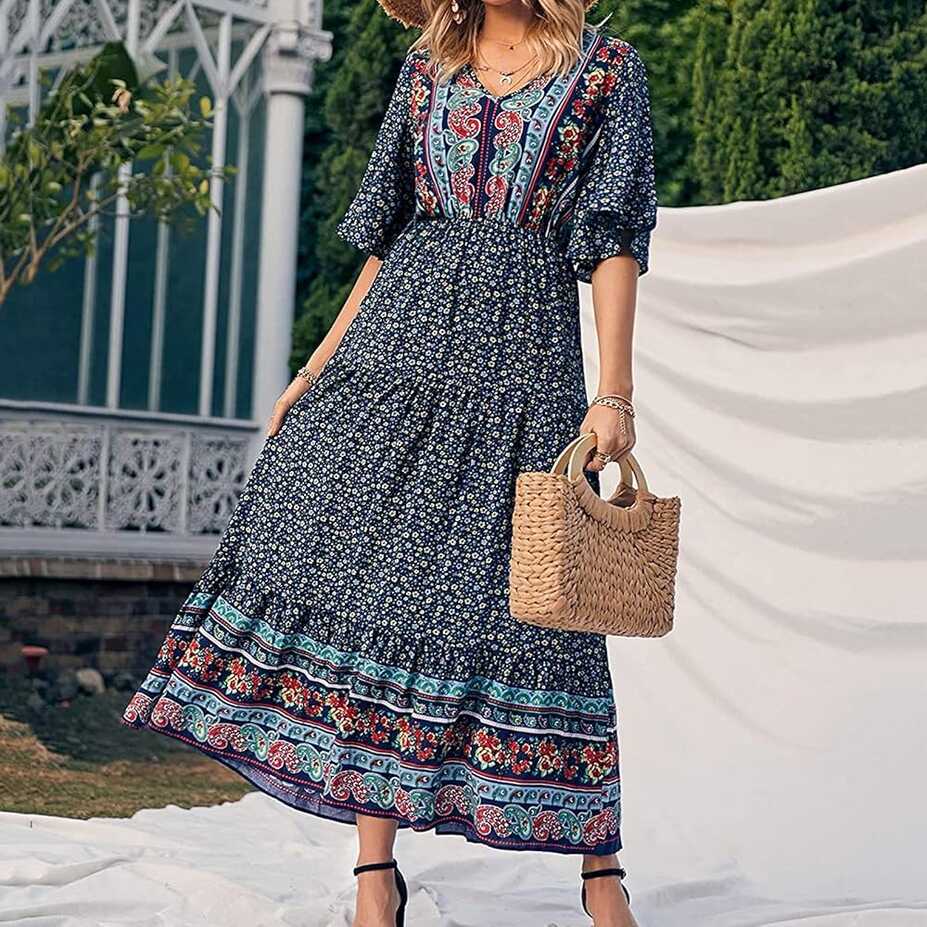 Cute Summer Dresses Boho Floral Beach Long Dresses Women Sundress ...