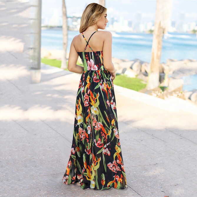 Cute Summer Dresses For Women Long Flowy Floral Backless Evening ...