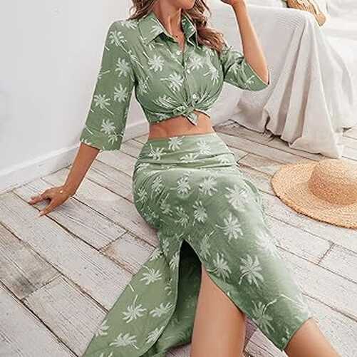 Cute Summer Outfits for Women Two Piece Skirt Set Short Sleeve ...