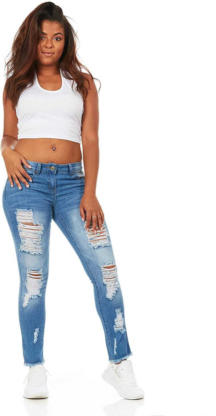 Cute Teen Girl Jeans juniors plus ripped repaired patched skinny ...