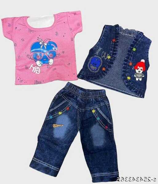 Cute baby girls jeans top set pack of 1