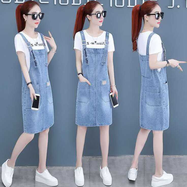 Cutton dresses Cowboy strap skirt female 2021 spring and summer ...