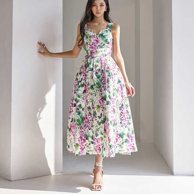 D9362 Flower Tube Top Sleeveless Midi Dress | Romantic for Women ...