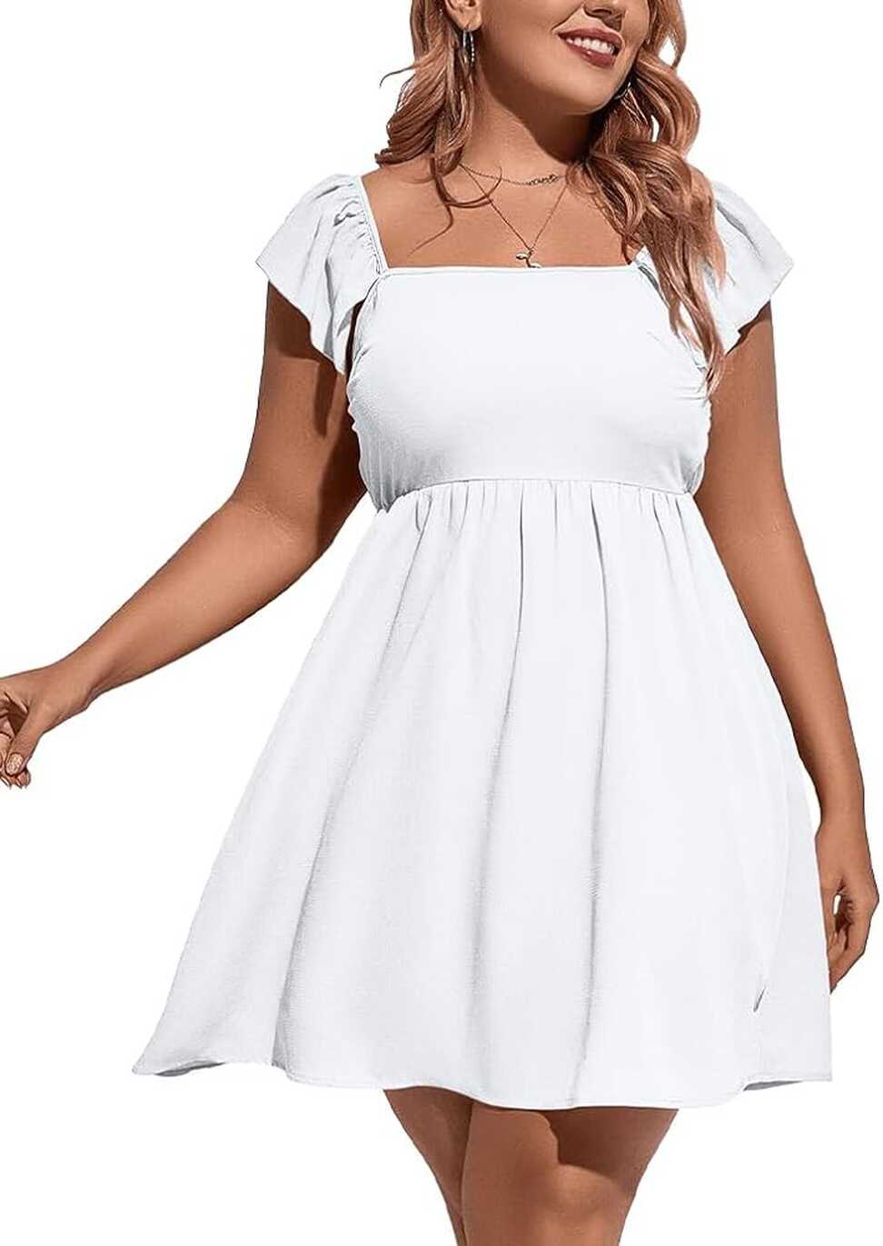 DAAWENXI Women&#39;s Plus Size Casual High Waist Short Sleeve Square ...