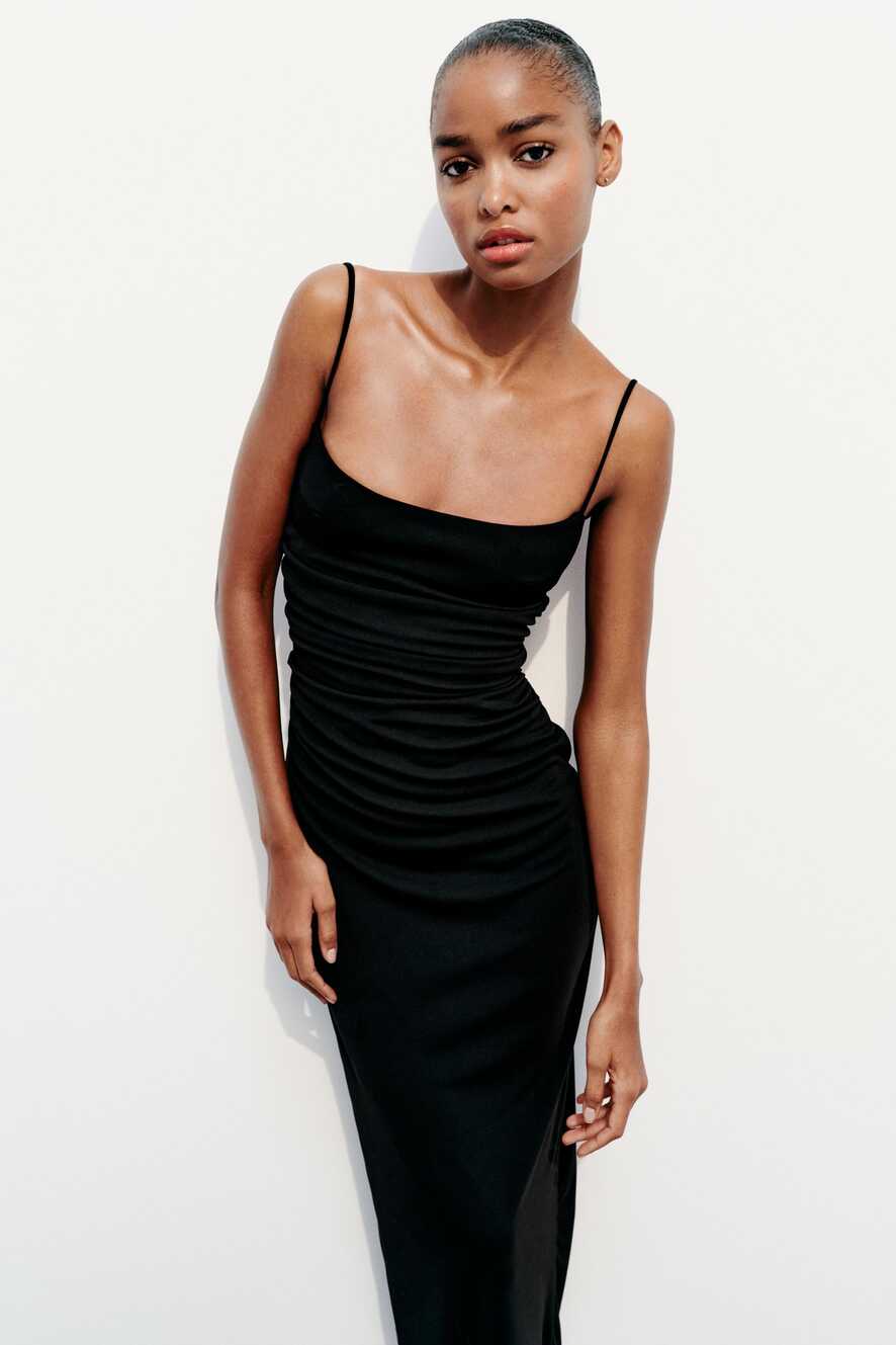 DRAPED MIDI DRESS - Black | ZARA Turkey