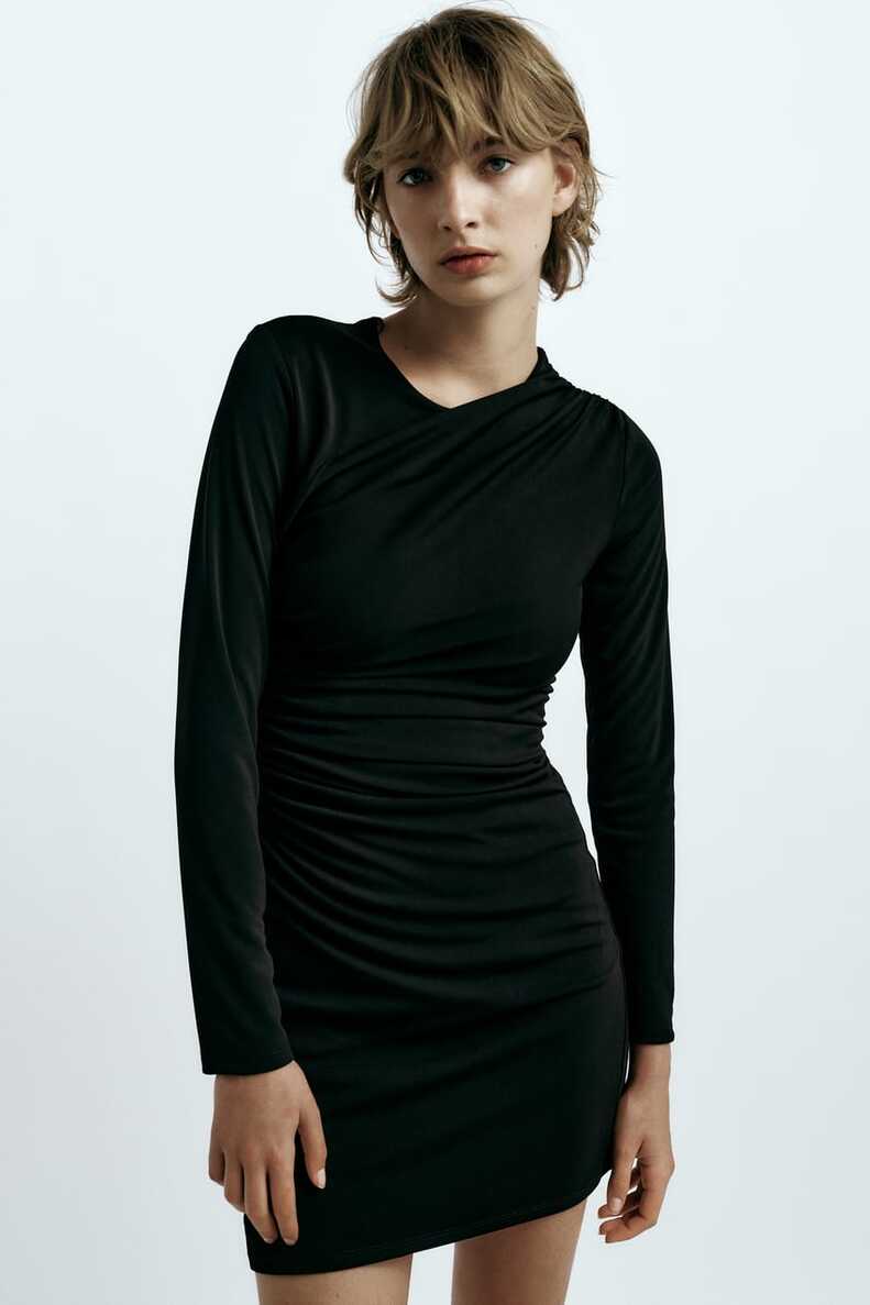 DRAPED SHORT DRESS - Black | ZARA Turkey