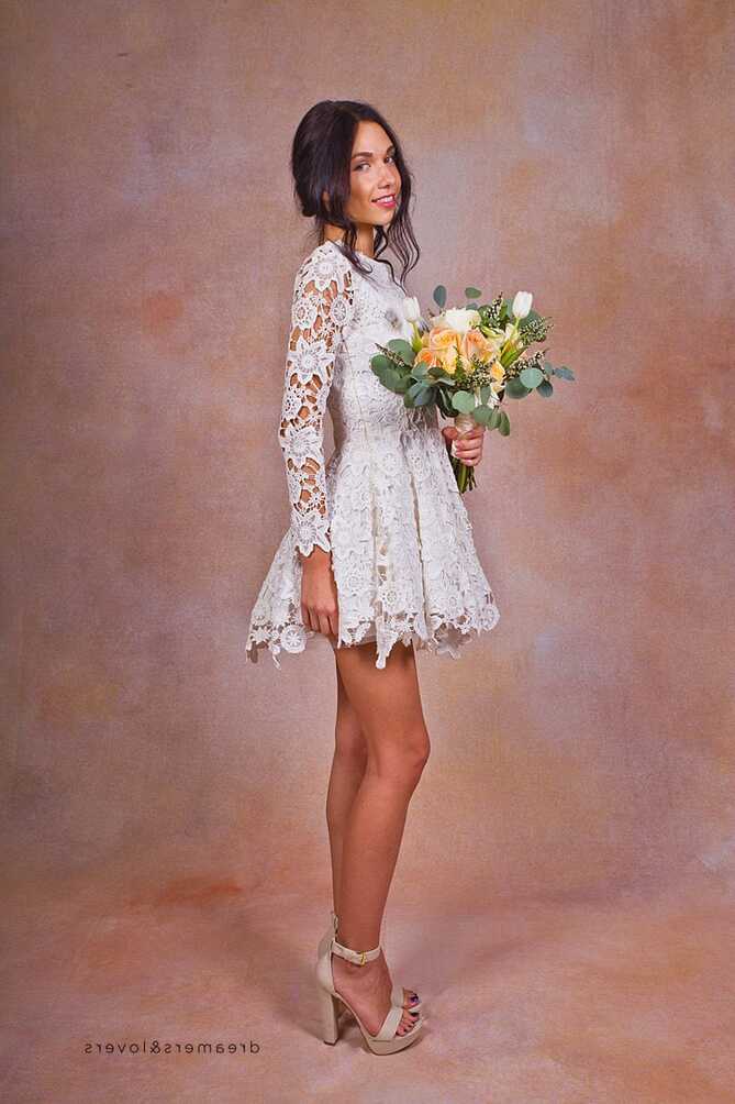 Daniela Lace SHORT WEDDING DRESS. Ivory or White Crochet Lace ...