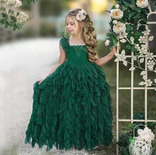 Dark Green Boho Flower Girl Dresses For Wedding Ruffled Bohemian ...