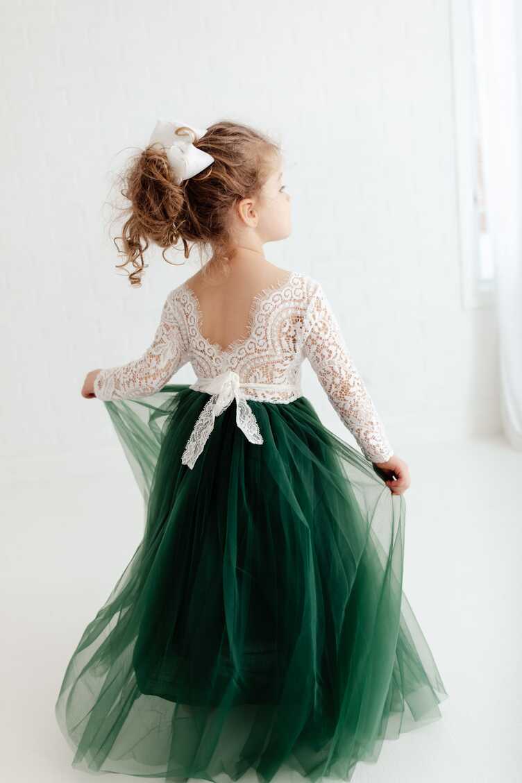 Dark Green Flower Girl Dress - Etsy