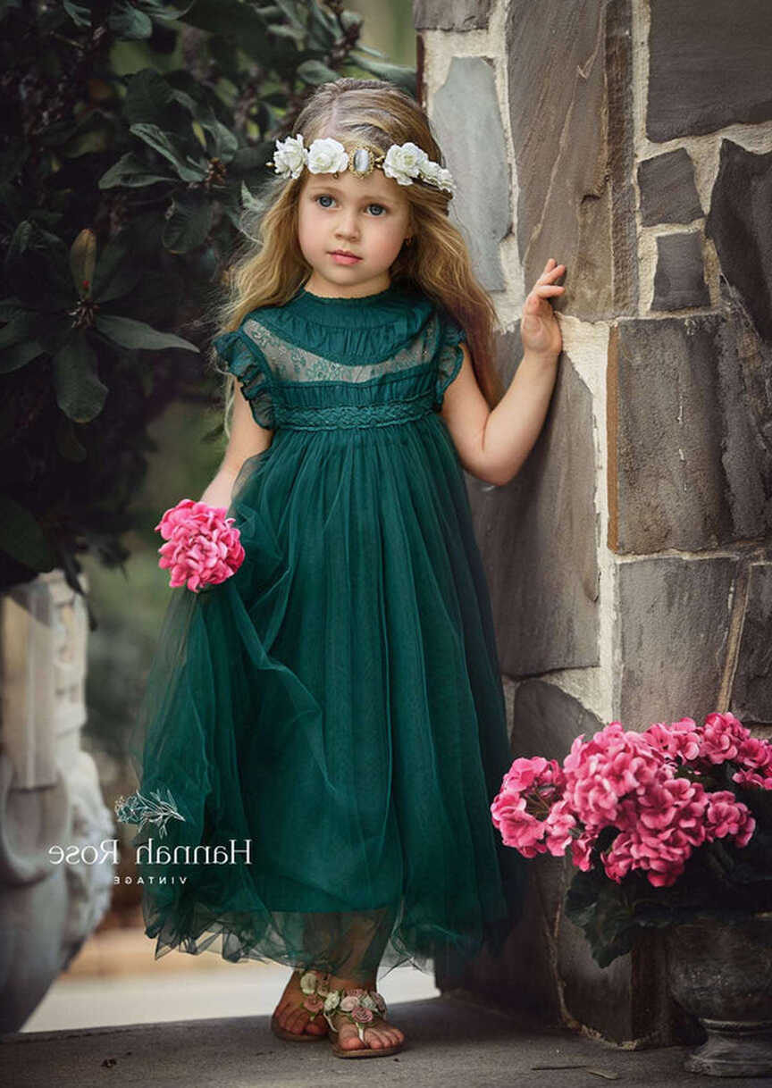 Dark Green Flower Girl Dresses - Hannah Rose Vintage Boutique