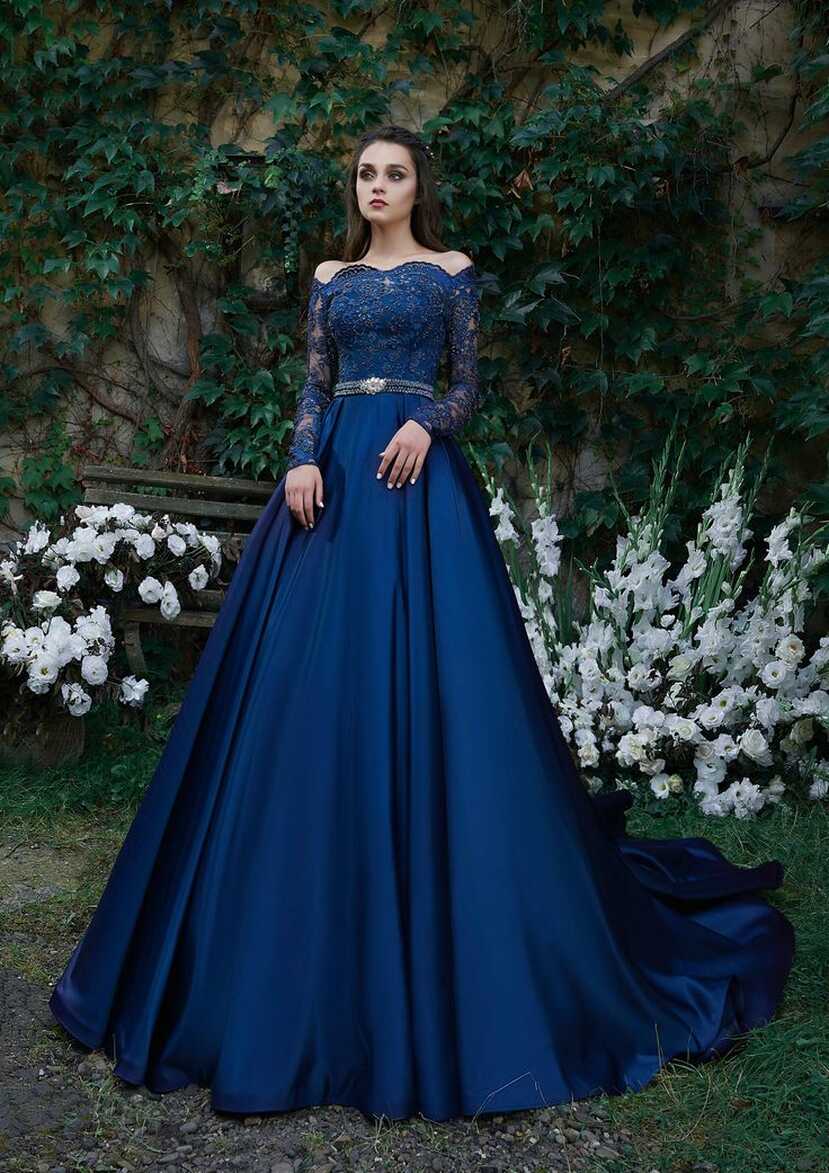 Dark Royal Blue Evening Dresses, Long Off Shoulder Evening ...