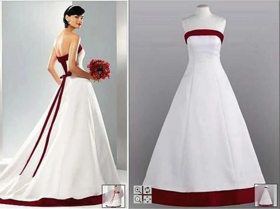 David&#39;s Bridal - Christmas Bride&#39;s Wedding Dress White with Red ...