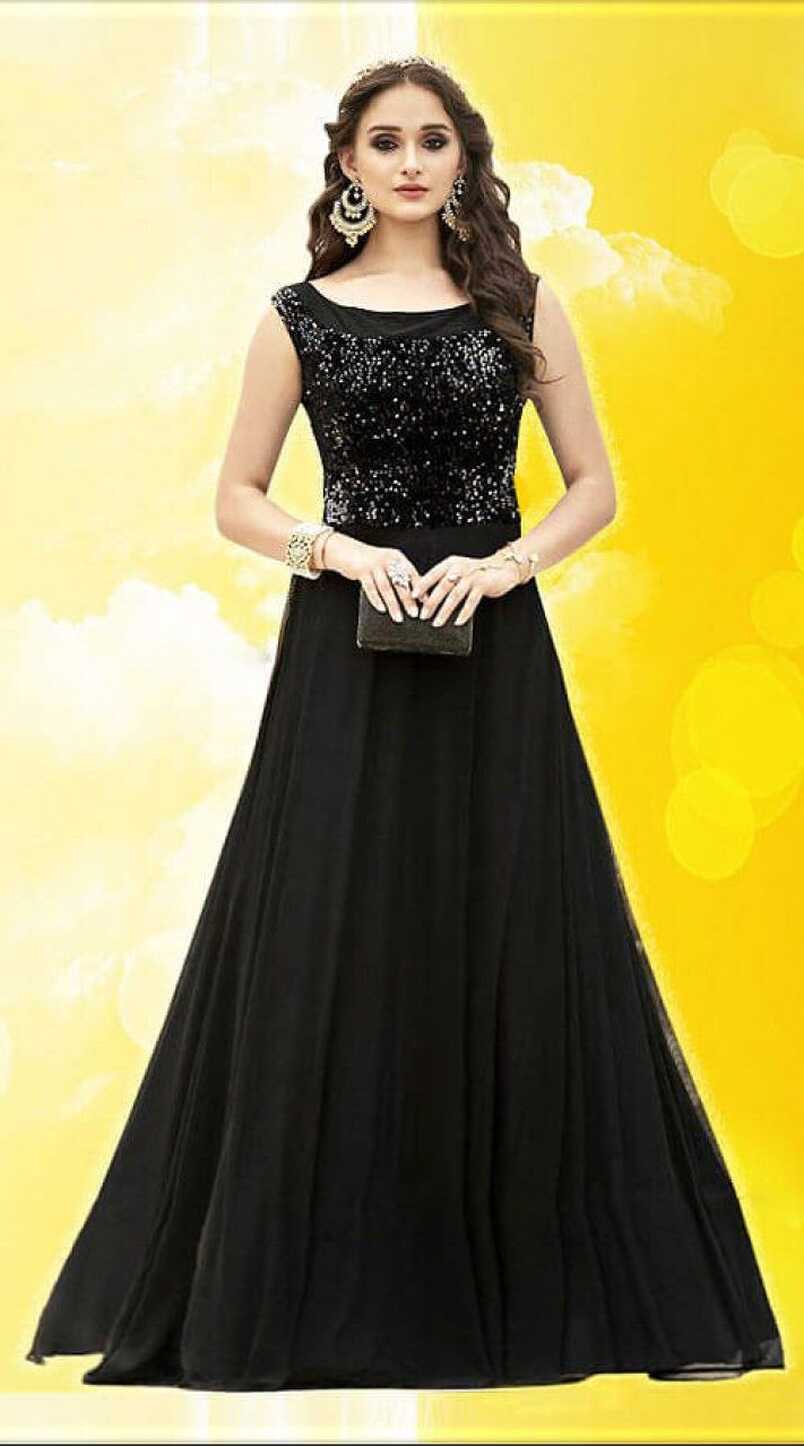 Dazzling Black Net Sleeve Less Gown