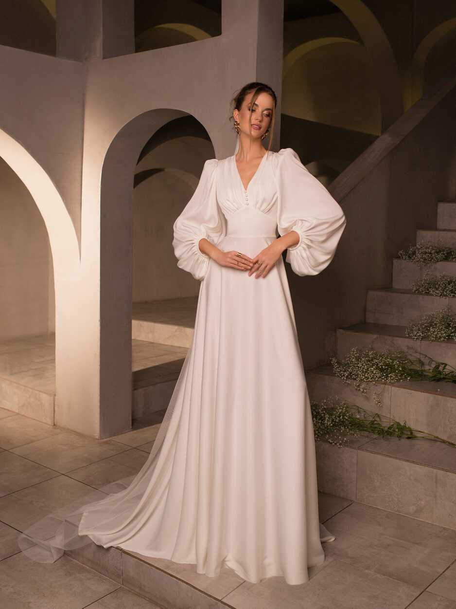 Delicate Long Sleeve Modest Wedding Dress – HAREM&#39;s Brides