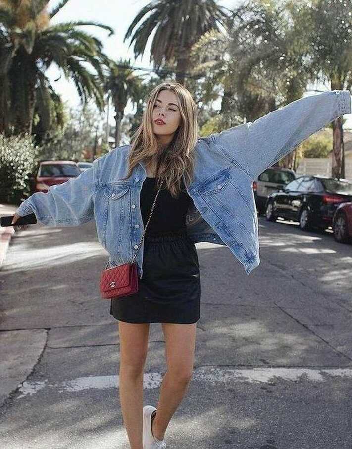 Denim jacket outfit with short dress | Denim outfit for women ...