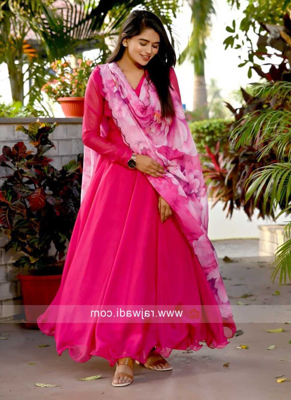 Designer Pink Gown In Silk