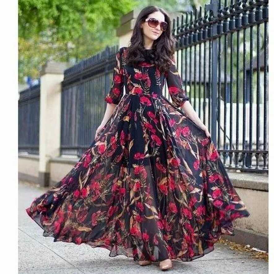 Designer Printed Long Gown at Rs 900/piece in Chandigarh | ID ...