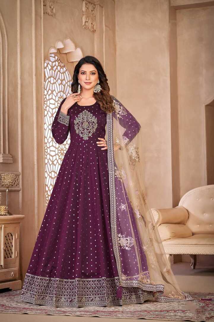 Designer Purple Colour Ethnic Anarkali Dress For Beautiful Wedding ...