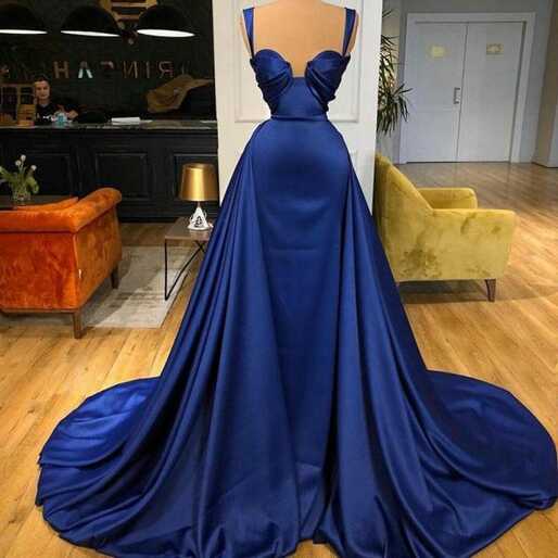 Detachable Skirt Royal Blue Prom Dresses For Women Simple Elegant ...