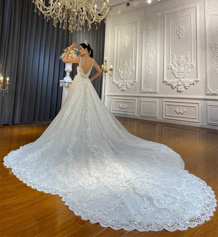 Detachable Train Mermaid Wedding Dress Crystal Sequined Beaded ...