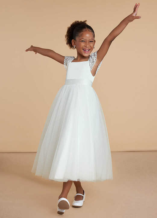 Diamond White Azazie Little Diamond White A-Line Lace Tulle Dress ...